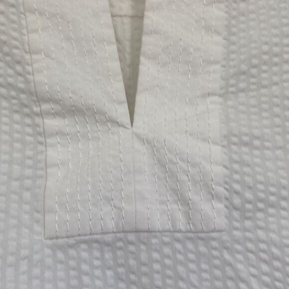 St. John white 3/4 sleeve v neck top - Picture 8 of 11